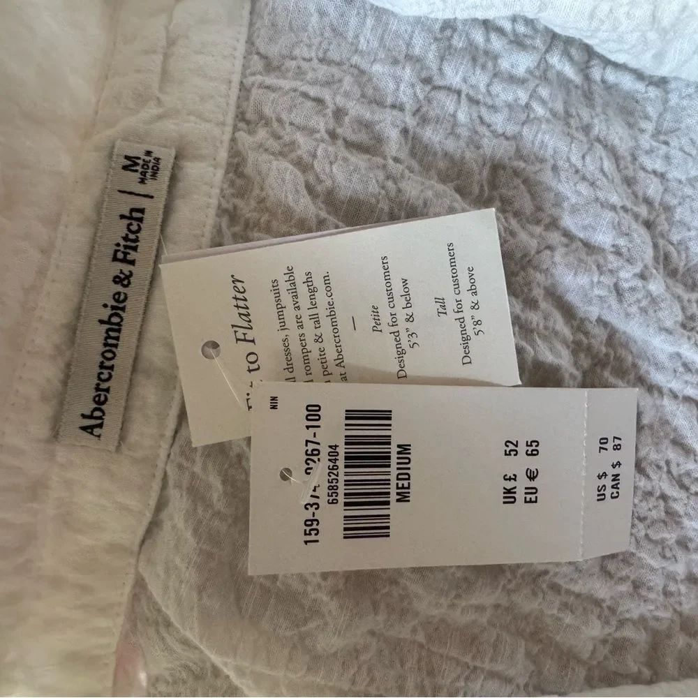NWT Abercrombie & Fitch White Textured Button Through Shirt Dress - Picture 8 of 8